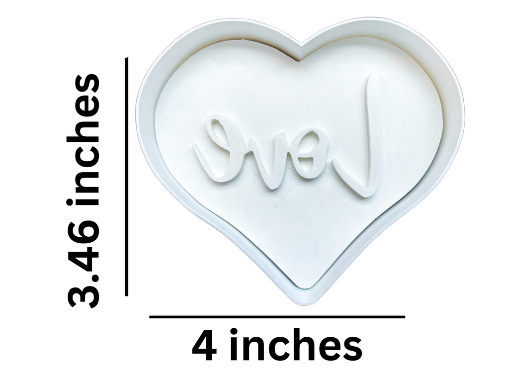 Heart Love Cookie Cutter and Stamp Set - 4 Inch Valentine's Day Baking Tool for Fondant Sugar Craft Clay