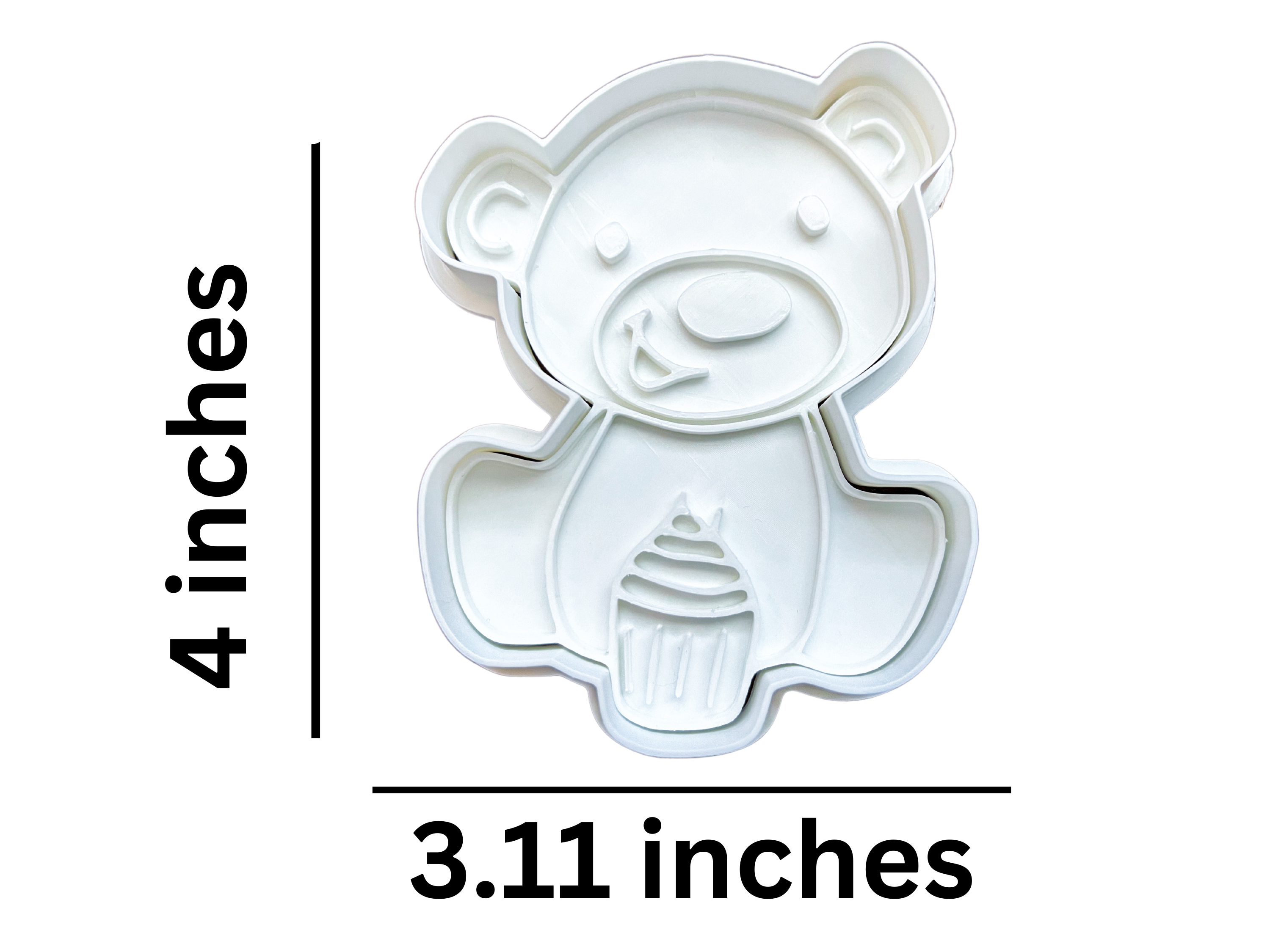Teddy Bear Holding Cupcake Cookie Cutter & Stamp - 4" Cupcake Design Fondant Mold for Baking & Crafting