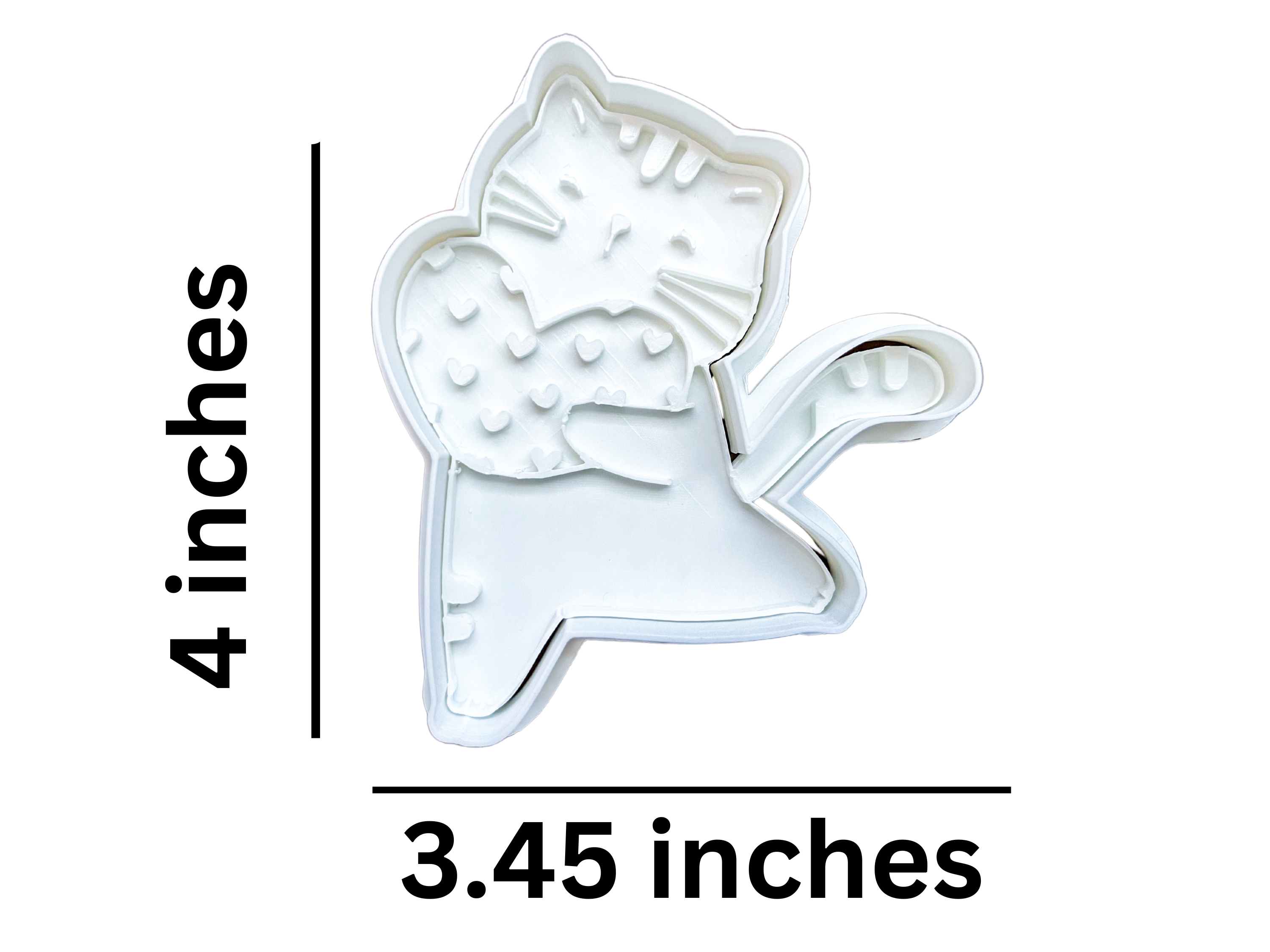Cat Holding Heart Cookie Cutter & Stamp Set - Valentine's Day Baking Kit with Easy Grip Handle (4 inch)