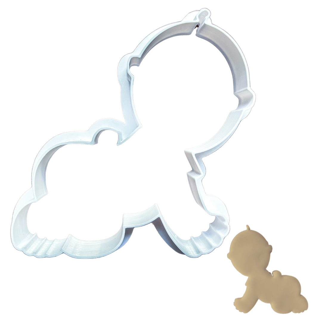Baby Crawling Cookie Cutter - 4" Detailed Plastic Mold for Baking & Crafts