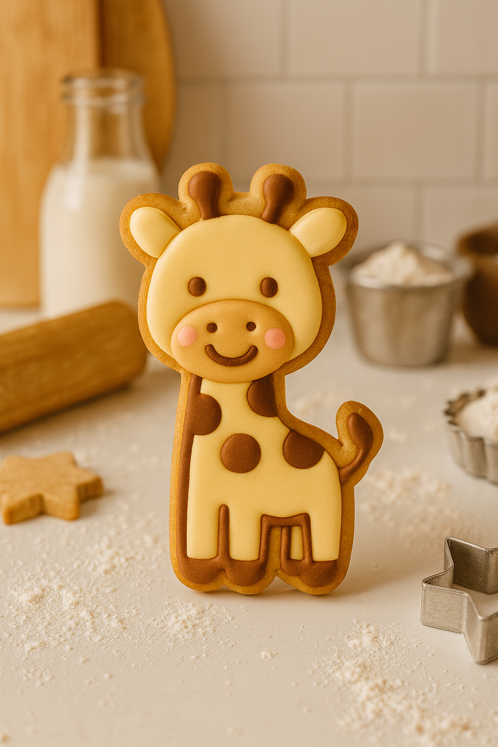 Giraffe Cookie Cutter with Stamp - 4" Detailed Animal Shape Baking Mold for Cookies, Fondant & Crafts | Easy Grip Design