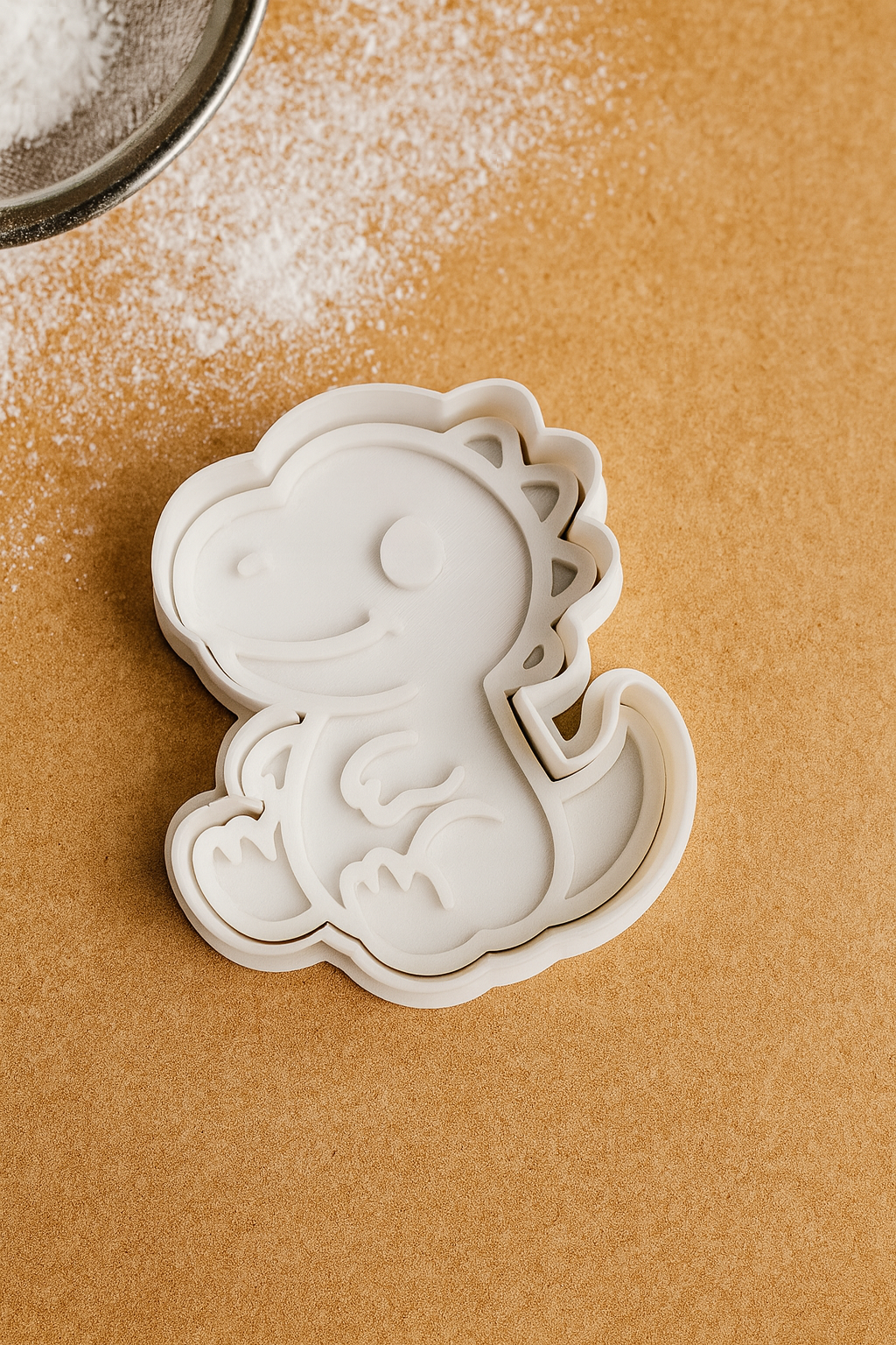 T-Rex Dinosaur Cookie Cutter & Stamp Set | 3D Embossed Baking Mold for Kids Party Treats | Food Safe Plastic | 3.5"