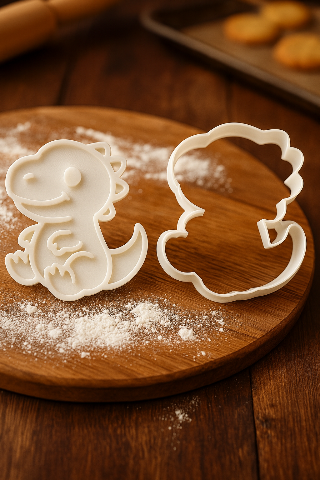 T-Rex Dinosaur Cookie Cutter & Stamp Set | 3D Embossed Baking Mold for Kids Party Treats | Food Safe Plastic | 3.5"
