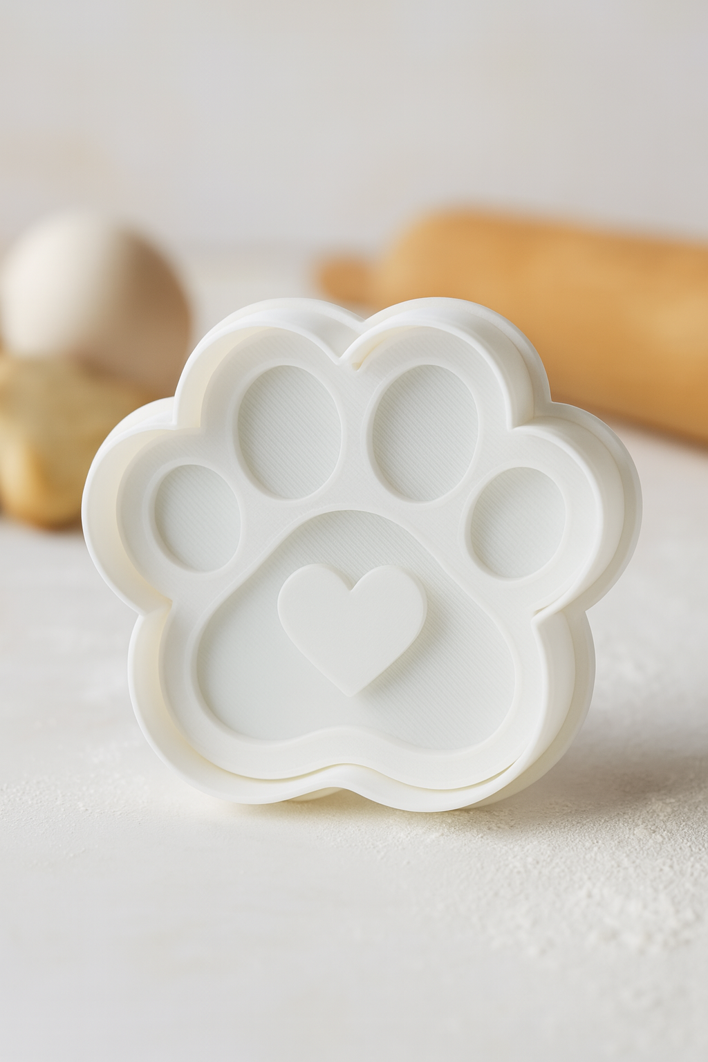 Dog Paw Print Cookie Cutter with Heart Stamp - 3" Baking & Fondant Tool for Pet Treats, Cookies & Crafts