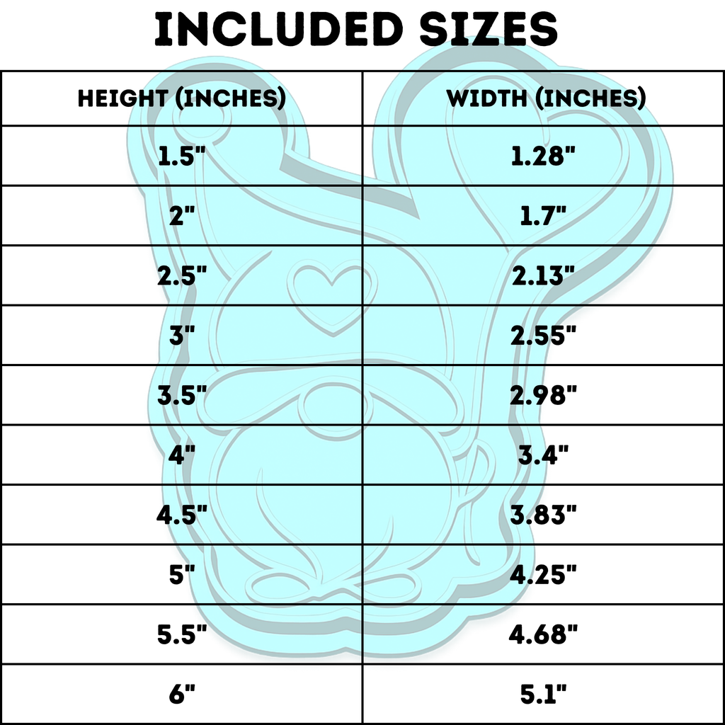 Gnome Heart Balloon Cookie Cutter & Stamp STL File – 10 Sizes | Digital Download