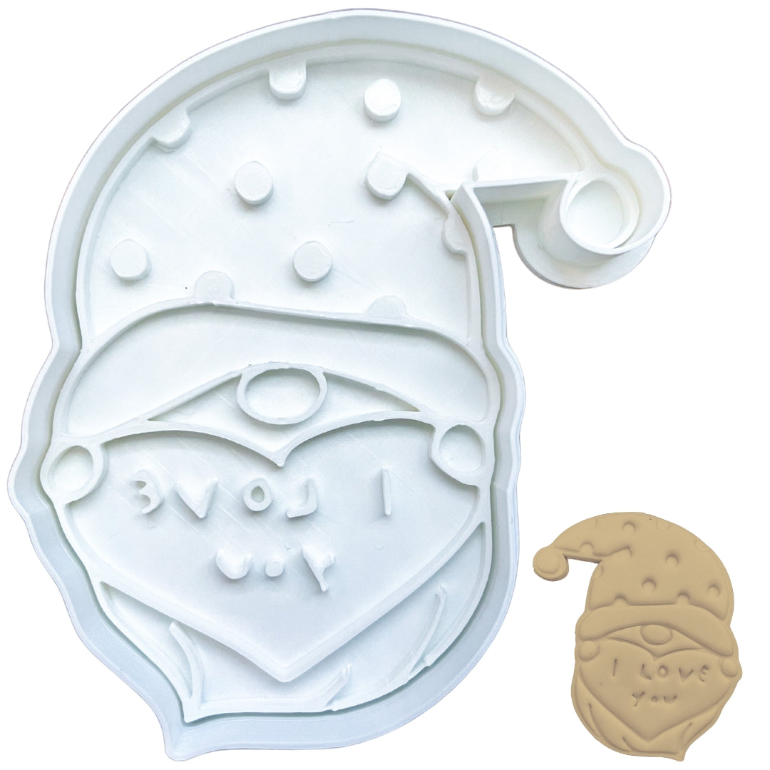 Gnome "I Love You" Cookie Cutter & Stamp Set - Valentine's Day Heart Baking Tool for Romantic Treats