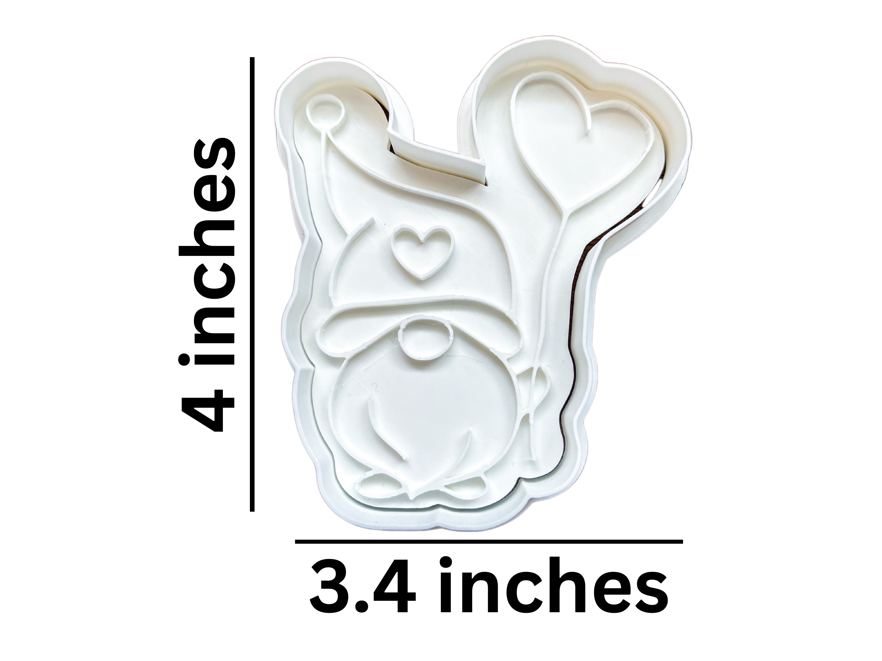 Gnome Heart Balloon Cookie Cutter & Stamp Set - 4" Detailed Valentine's Day Baking Tool for Cookies, Fondant & Clay Crafts
