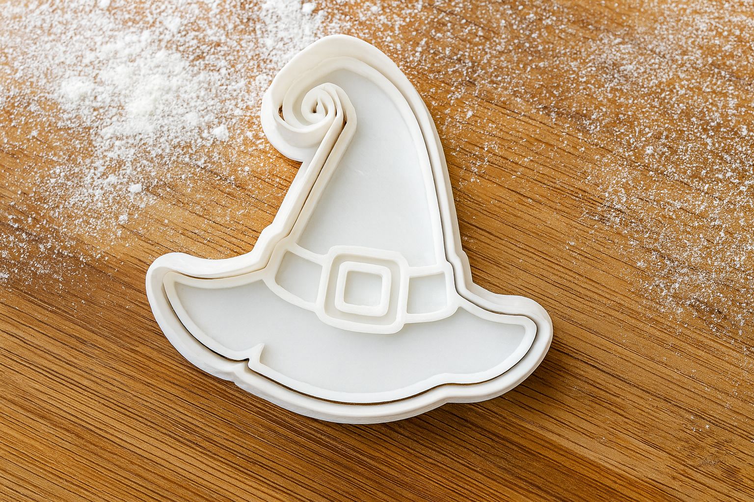 Halloween Witch Hat Cookie Cutter & Stamp Set - 3D Detailed Plastic Baking Tool for Spooky Treats