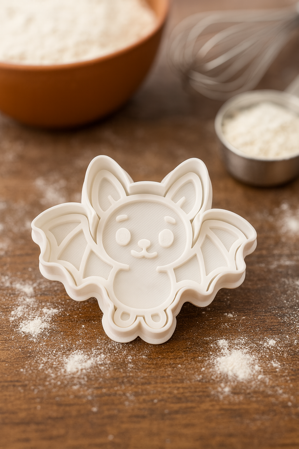 Halloween Bat Cookie Cutter & Stamp Set - 3D Detailed Plastic Baking Tool for Spooky Treats