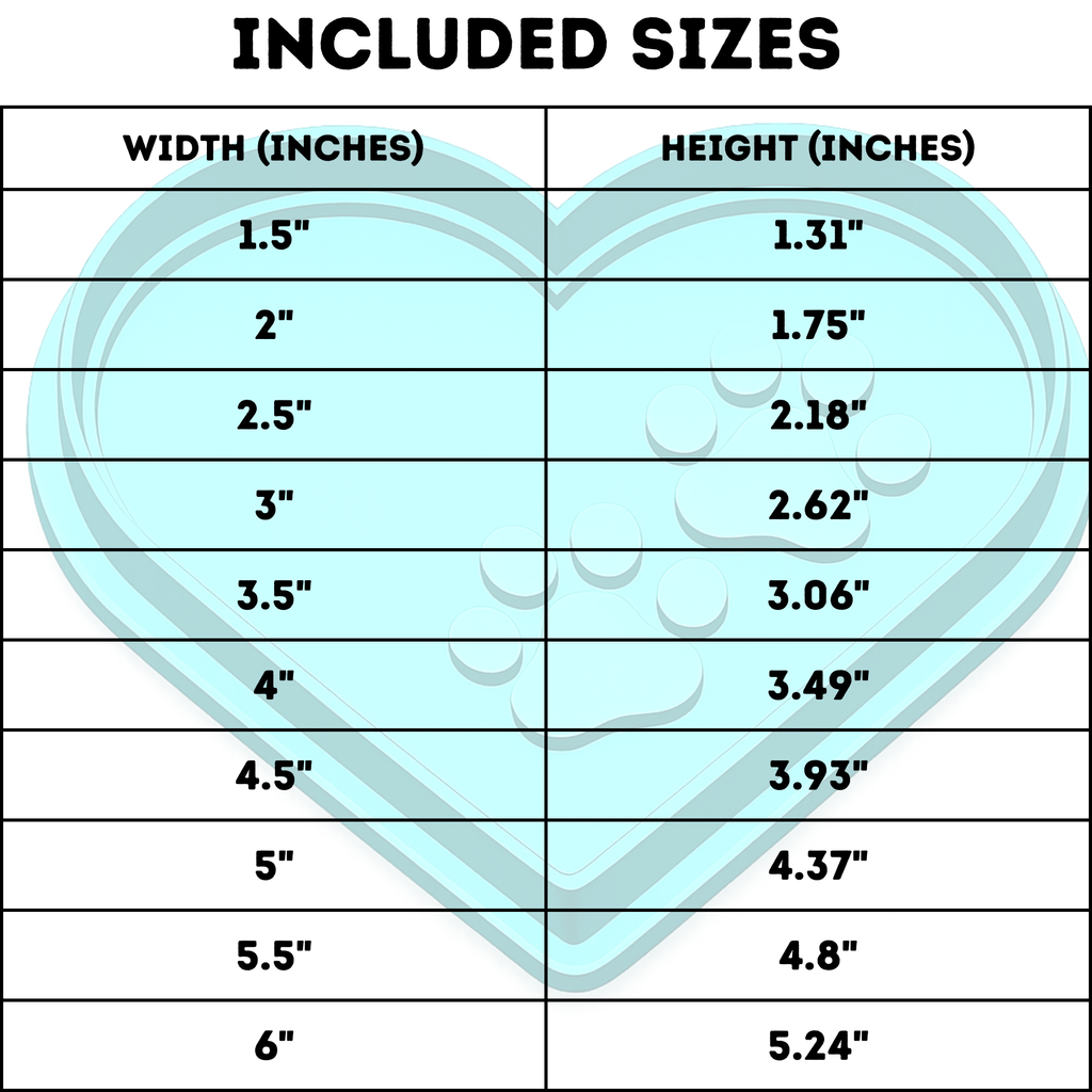 Heart with Dog Paws Cookie Cutter & Stamp STL File – 10 Sizes | Digital Download