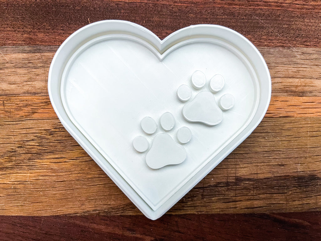Heart Dog Paw Cookie Cutter & Stamp - 3.5" Professional Baking Tool for Pet Lovers | Durable Plastic Fondant Press
