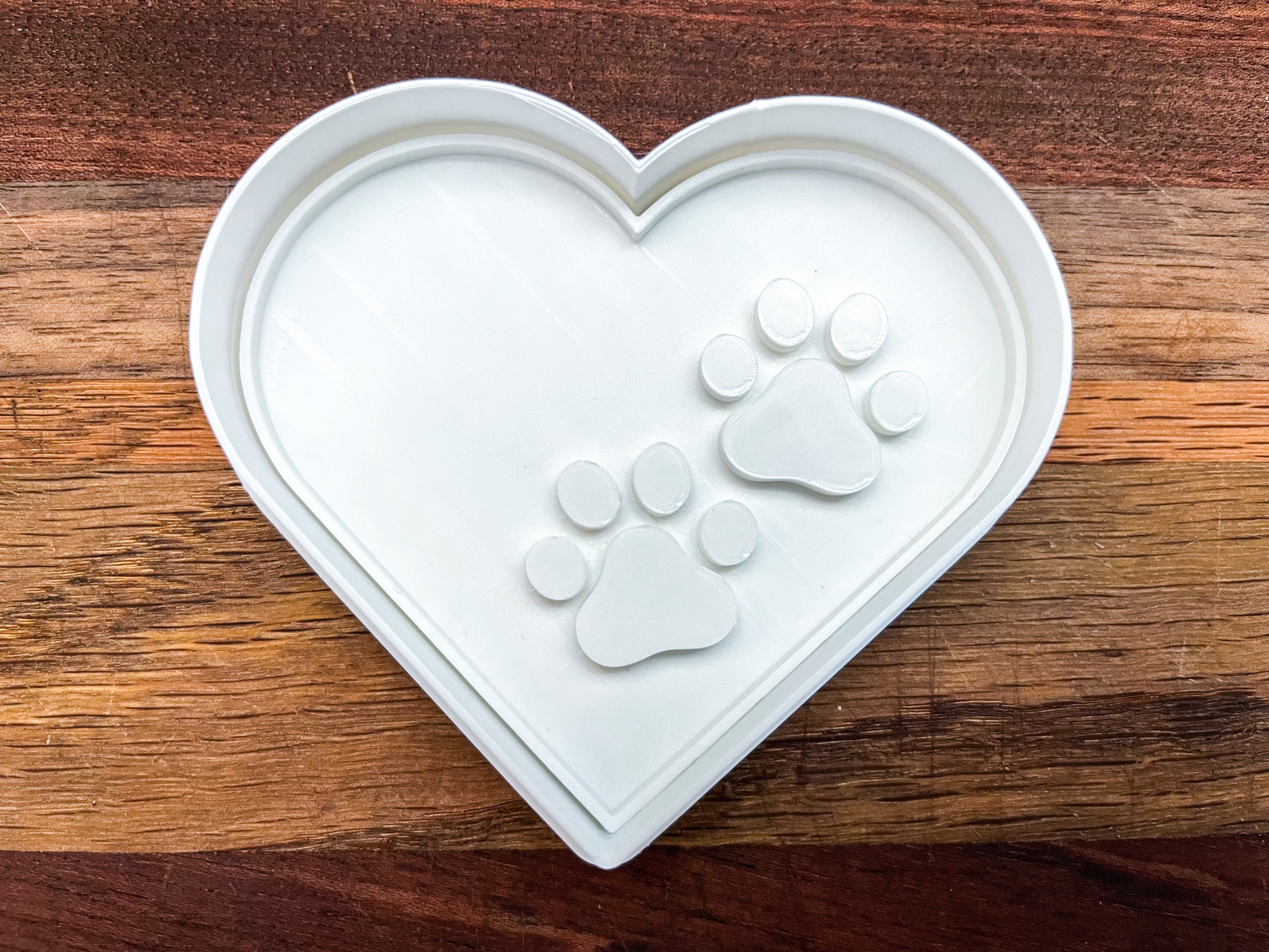 Heart Dog Paw Cookie Cutter & Stamp - 3.5" Professional Baking Tool for Pet Lovers | Durable Plastic Fondant Press