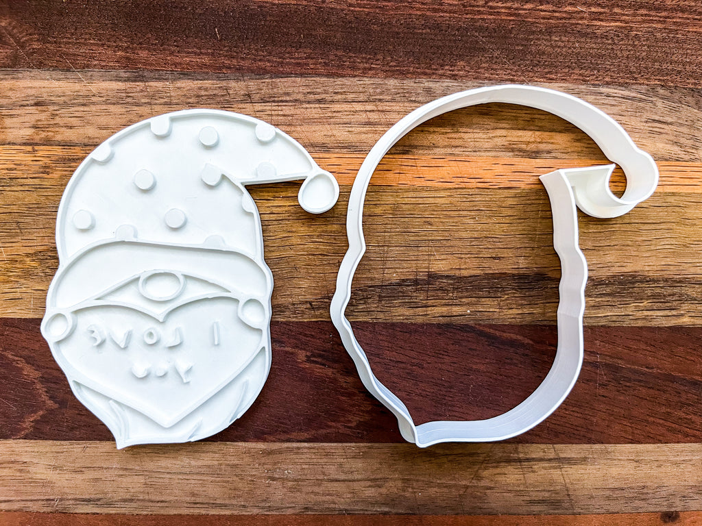 Gnome "I Love You" Cookie Cutter & Stamp Set - Valentine's Day Heart Baking Tool for Romantic Treats