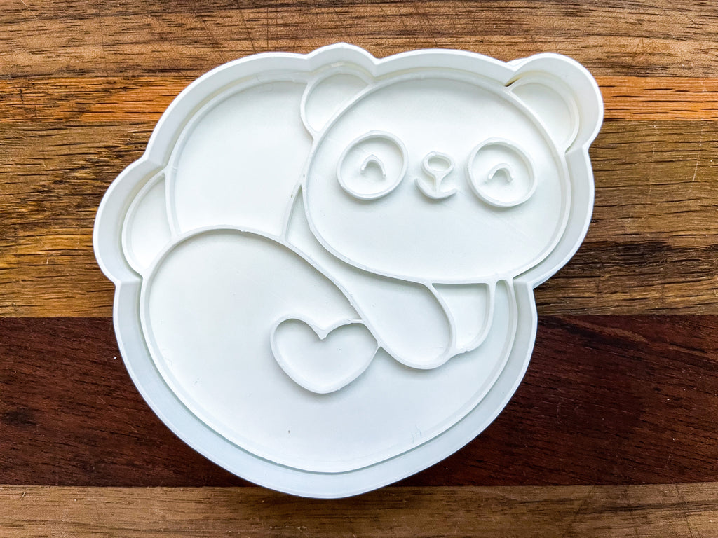 Panda Heart Cookie Cutter & Stamp Set - Professional Baking Tool for Cookies, Fondant & Crafts (4" x 3.41")