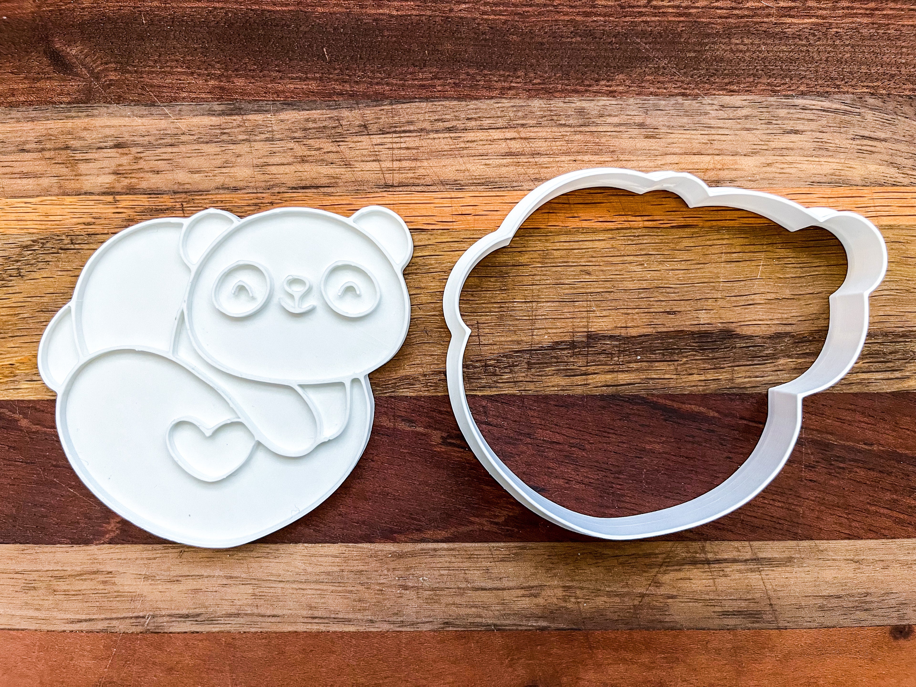 Panda Heart Cookie Cutter & Stamp Set - Professional Baking Tool for Cookies, Fondant & Crafts (4" x 3.41")