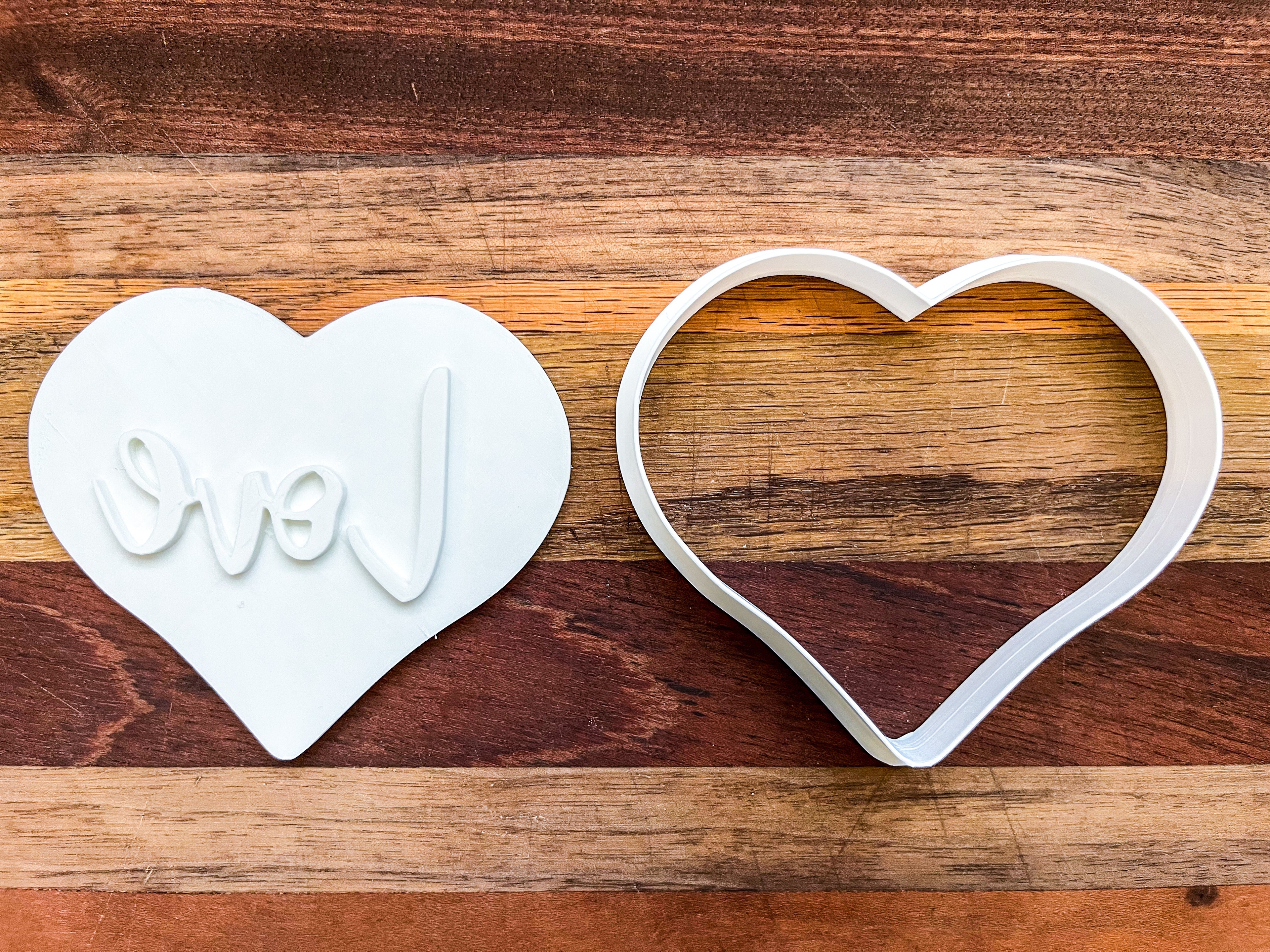 Heart Love Cookie Cutter and Stamp Set - 4 Inch Valentine's Day Baking Tool for Fondant Sugar Craft Clay