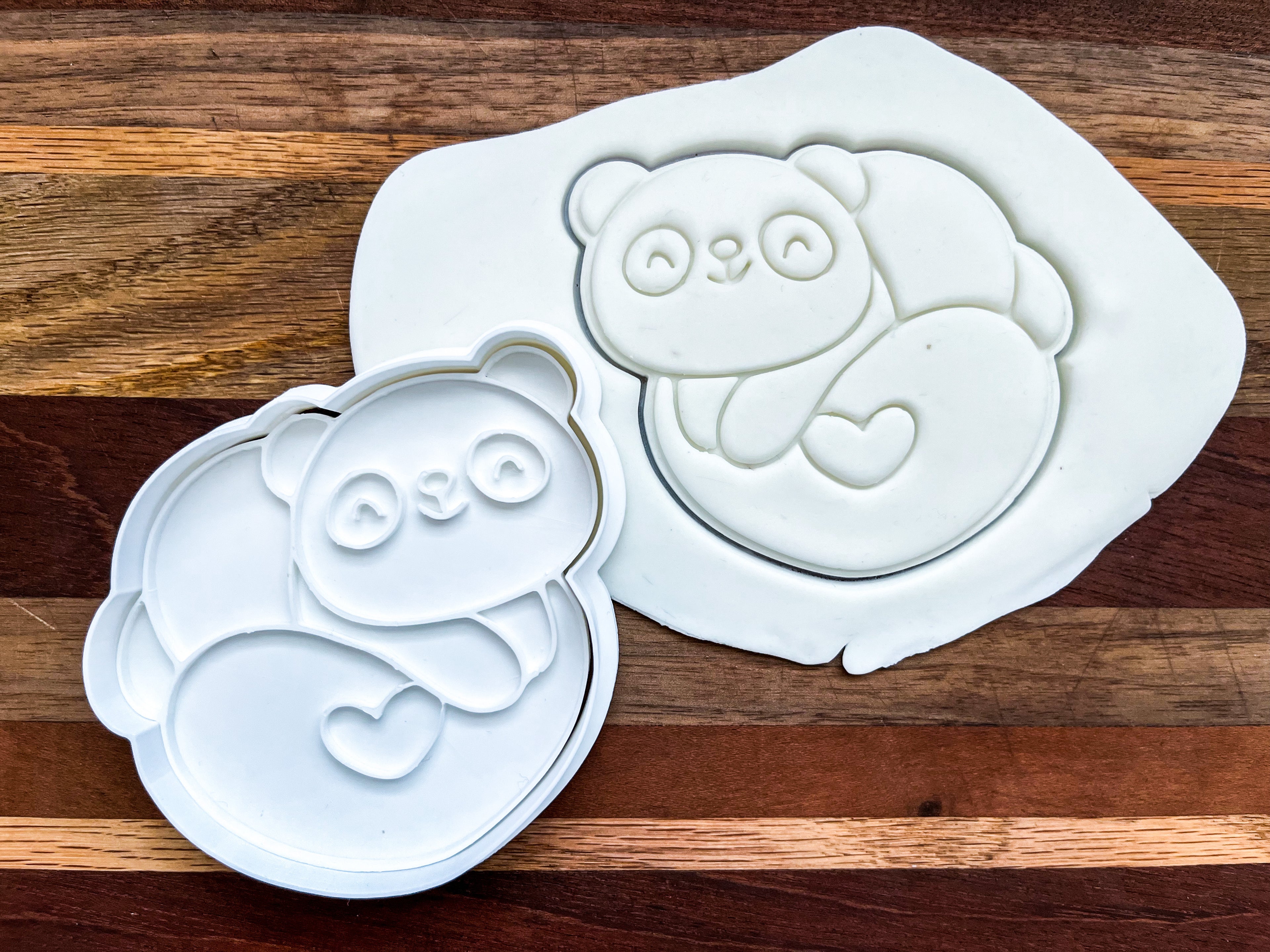 Panda Heart Cookie Cutter & Stamp Set - Professional Baking Tool for Cookies, Fondant & Crafts (4" x 3.41")