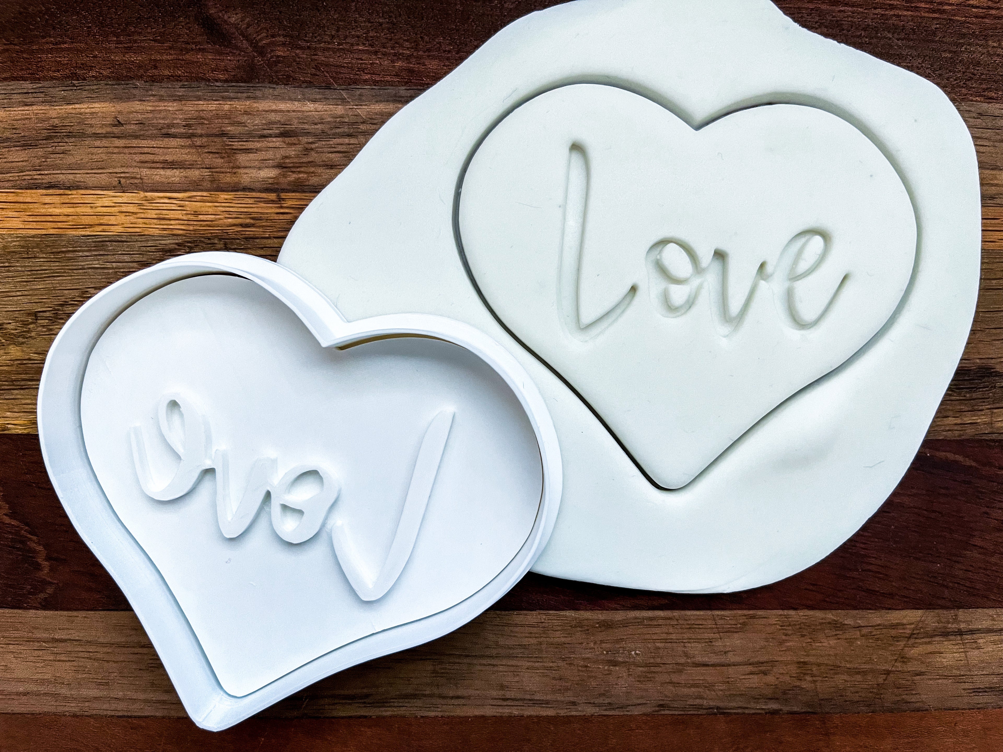 Heart Love Cookie Cutter and Stamp Set - 4 Inch Valentine's Day Baking Tool for Fondant Sugar Craft Clay