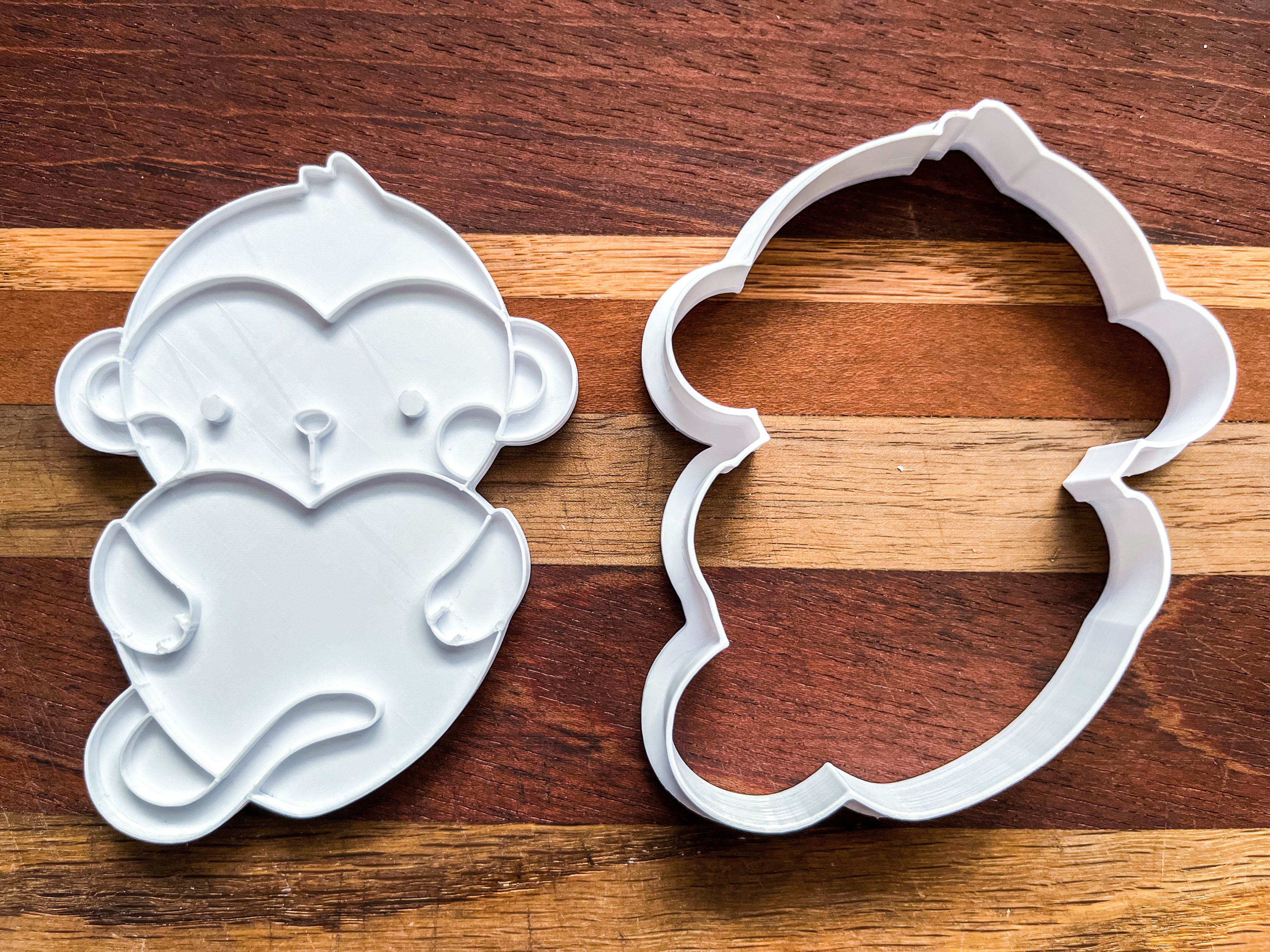 Monkey Heart Cookie Cutter & Stamp Set - 4" Valentine's Day Baking Tool for Fondant, Clay & Cookie Decorating