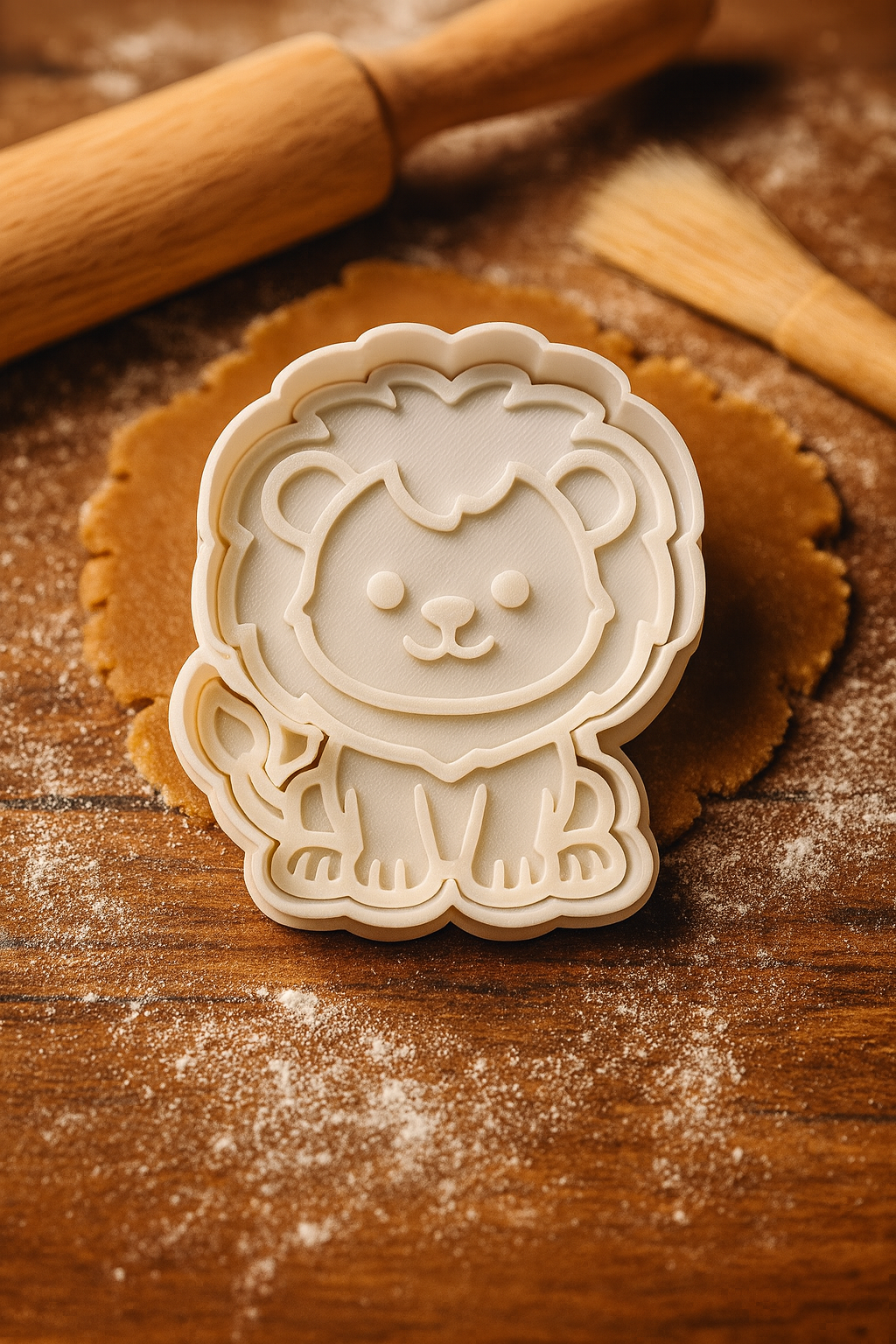 Lion Cookie Cutter and Stamp Set | 3.5" Cute Animal Shaped Baking Tool for Cookies, Fondant & Crafts