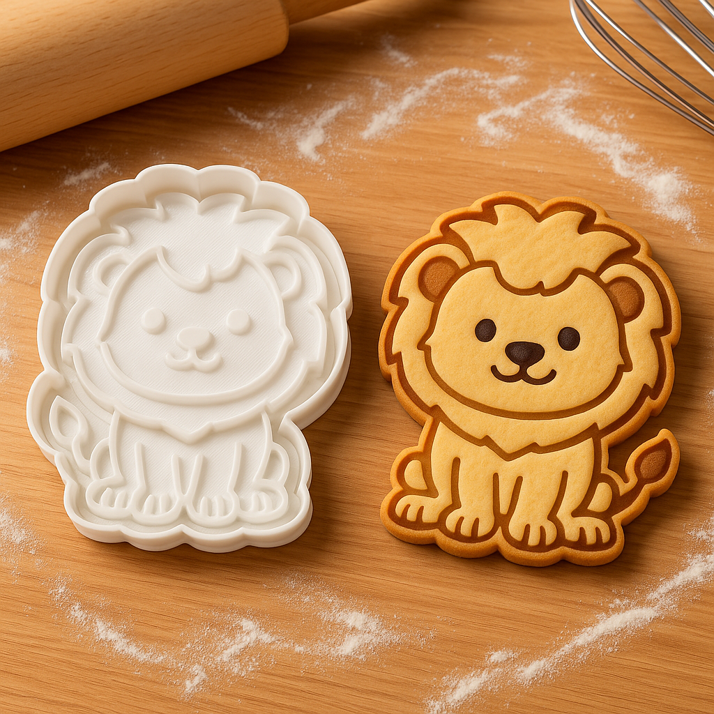 Lion Cookie Cutter and Stamp Set | 3.5" Cute Animal Shaped Baking Tool for Cookies, Fondant & Crafts
