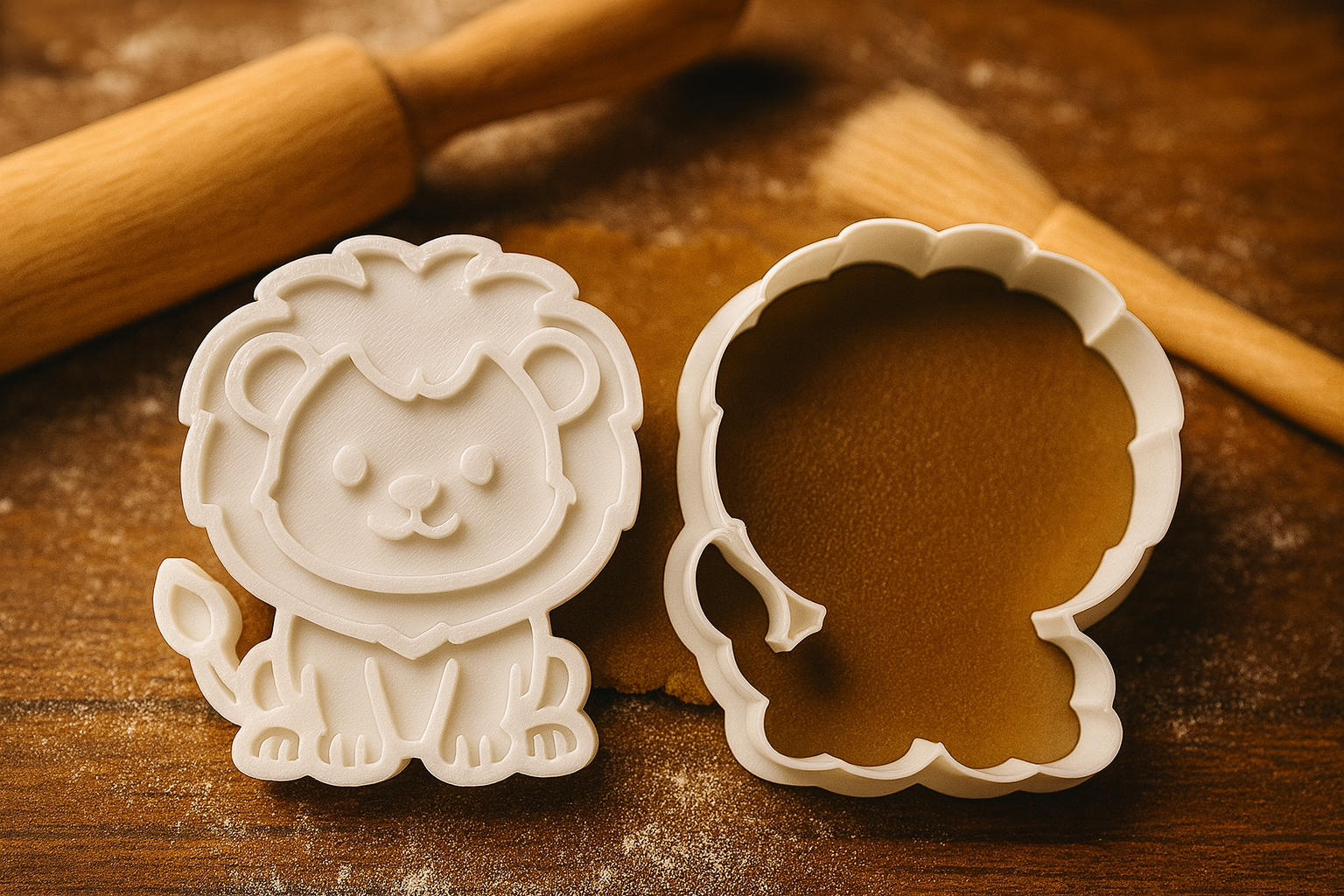 Lion Cookie Cutter and Stamp Set | 3.5" Cute Animal Shaped Baking Tool for Cookies, Fondant & Crafts