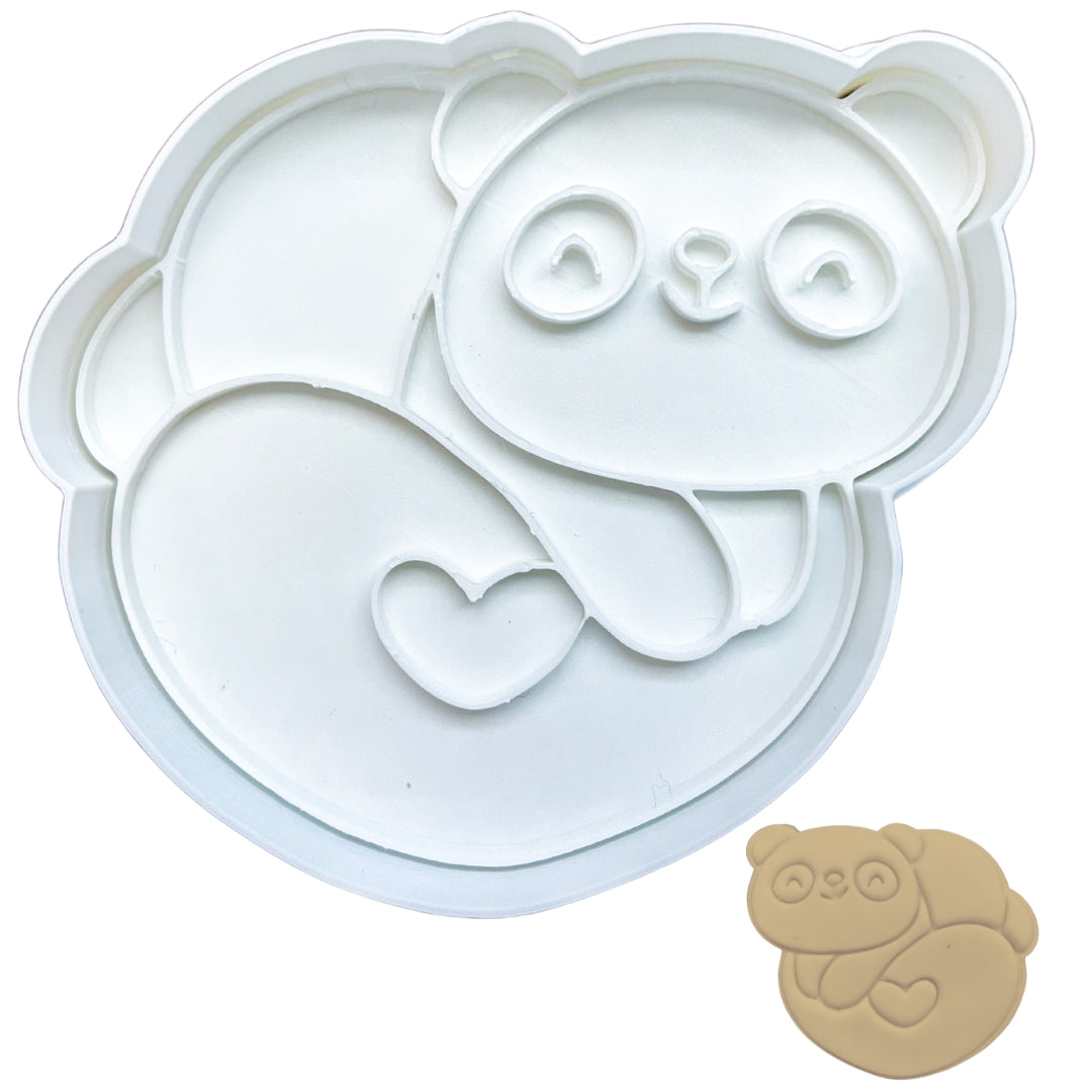 Panda Heart Cookie Cutter & Stamp Set - Professional Baking Tool for Cookies, Fondant & Crafts (4" x 3.41")