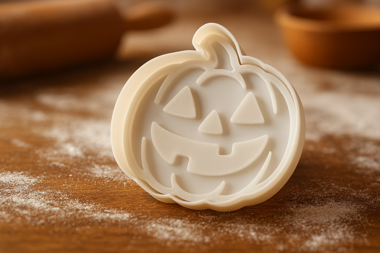 Halloween Pumpkin Cookie Cutter & Stamp Set - 3.5" Professional Baking Tool with Easy Grip Handle