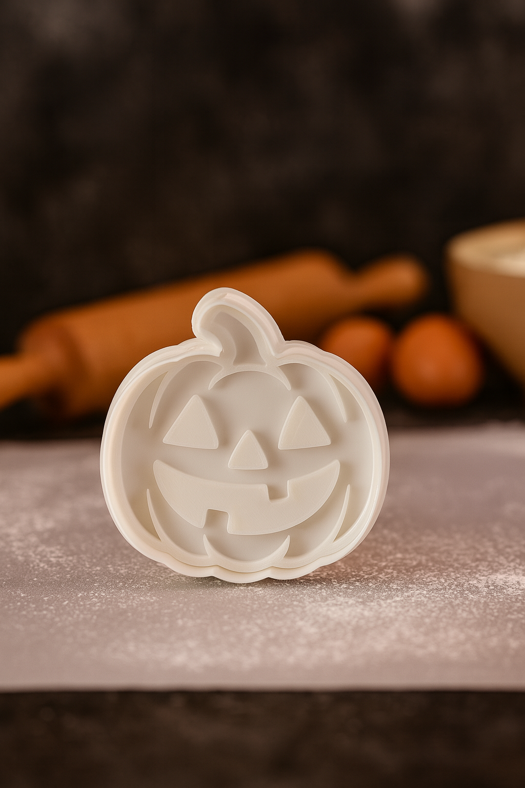 Halloween Pumpkin Cookie Cutter & Stamp Set - 3.5" Professional Baking Tool with Easy Grip Handle