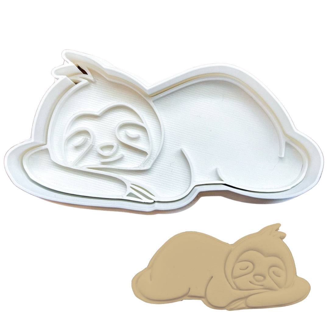 Sleepy Sloth 3D Cookie Cutter and Stamp Set - Premium Baking Tool for Cookies, Fondant & Clay Crafts