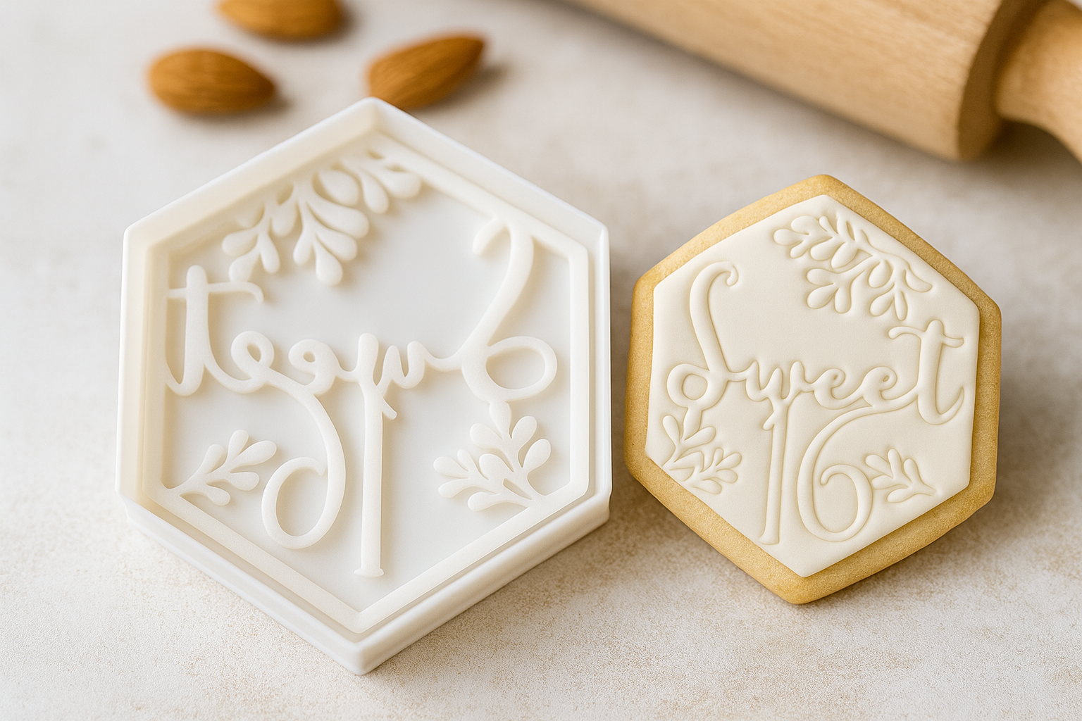 Sweet 16 Cookie Cutter & Stamp Set - Professional Birthday Baking Tool for Fondant, Cookies & Crafts