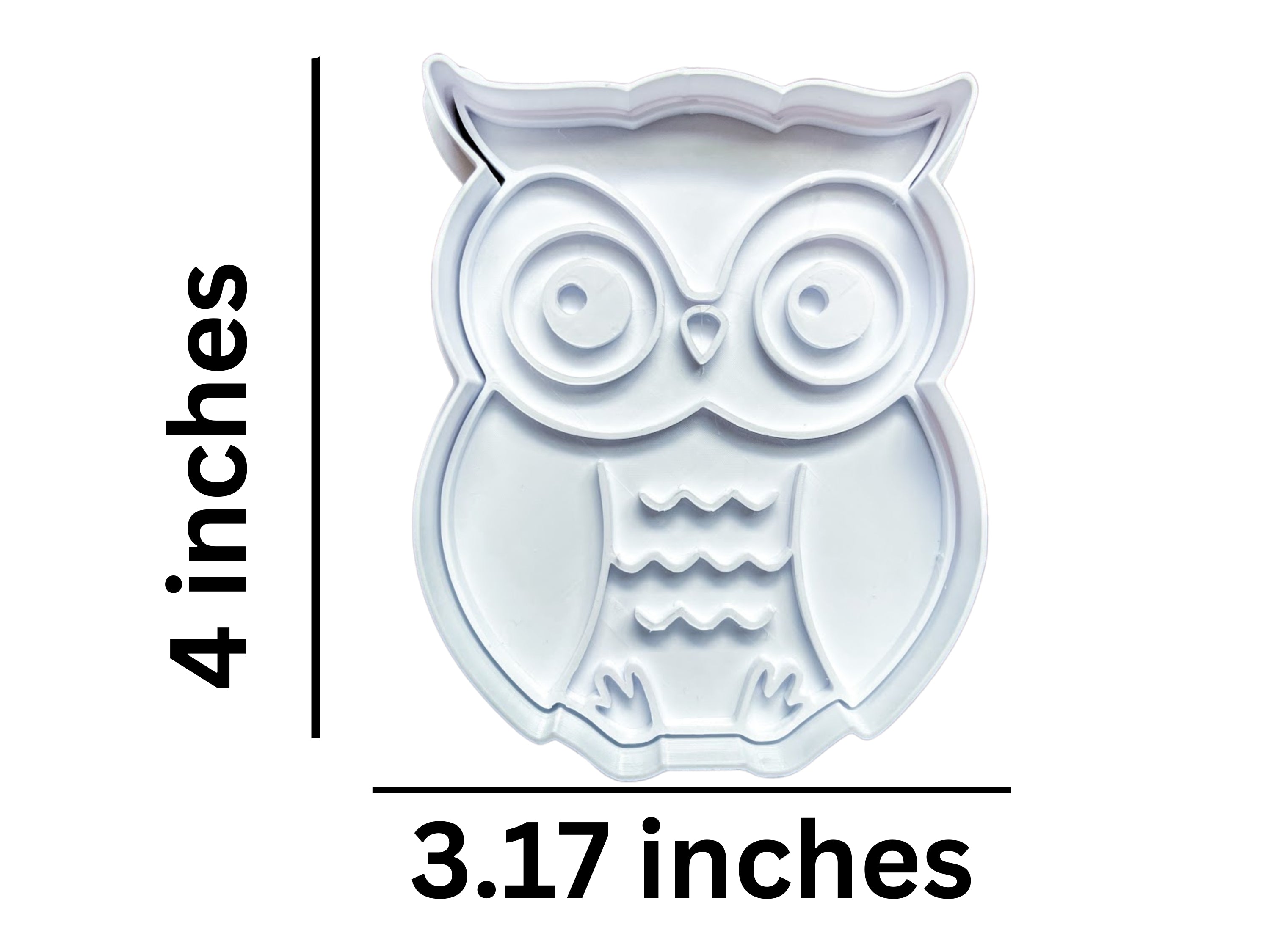 Owl Cookie Cutter & Stamp Set - 3D Bird Embosser for Baking, Fondant & Craft Clay - 4" Durable Plastic Kitchen Tool