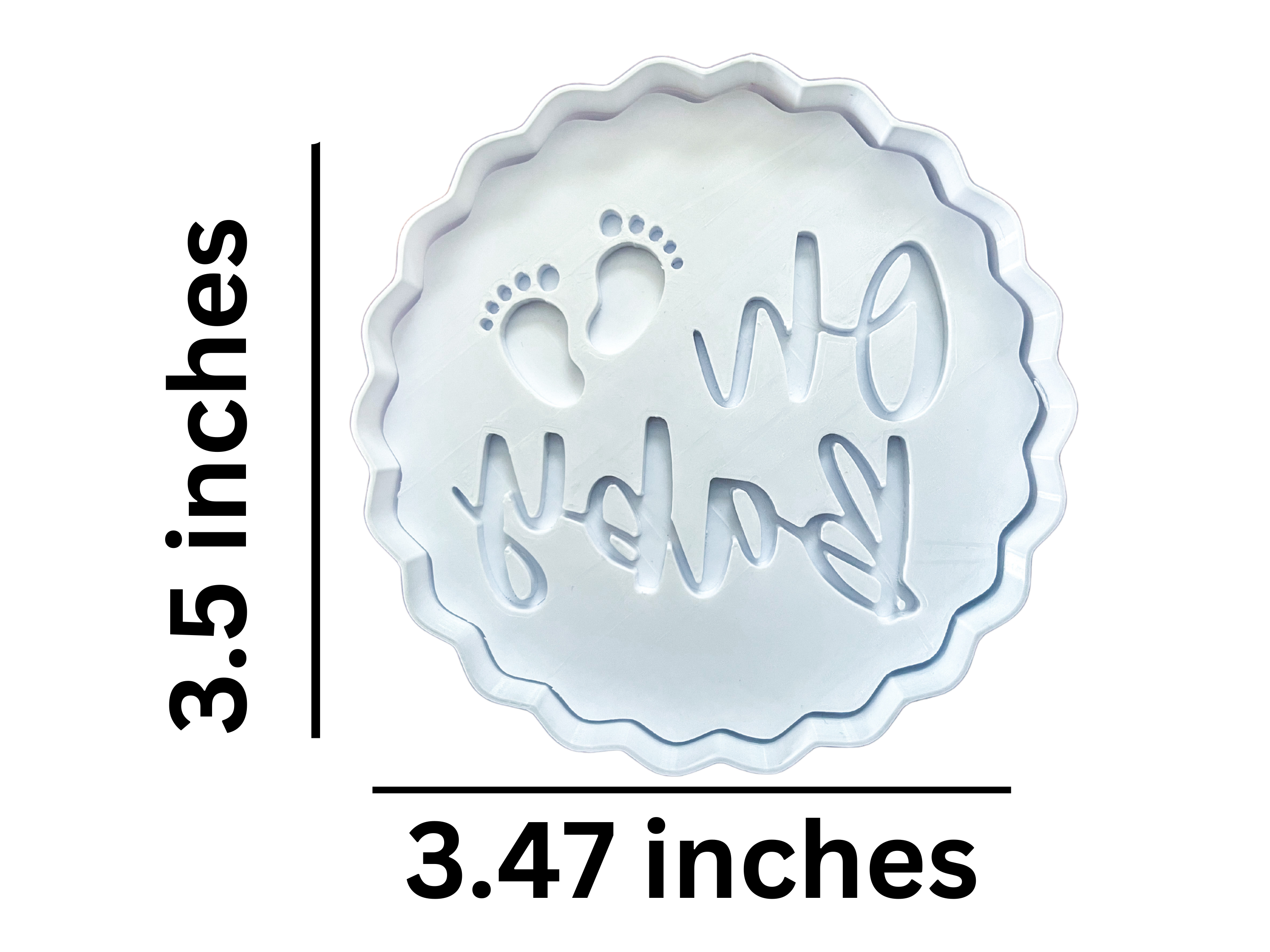 Premium "Oh Baby" Cookie Cutter & Debosser Set - Baby Feet Design for Baby Shower Baking, Fondant & Craft Projects (3.5")