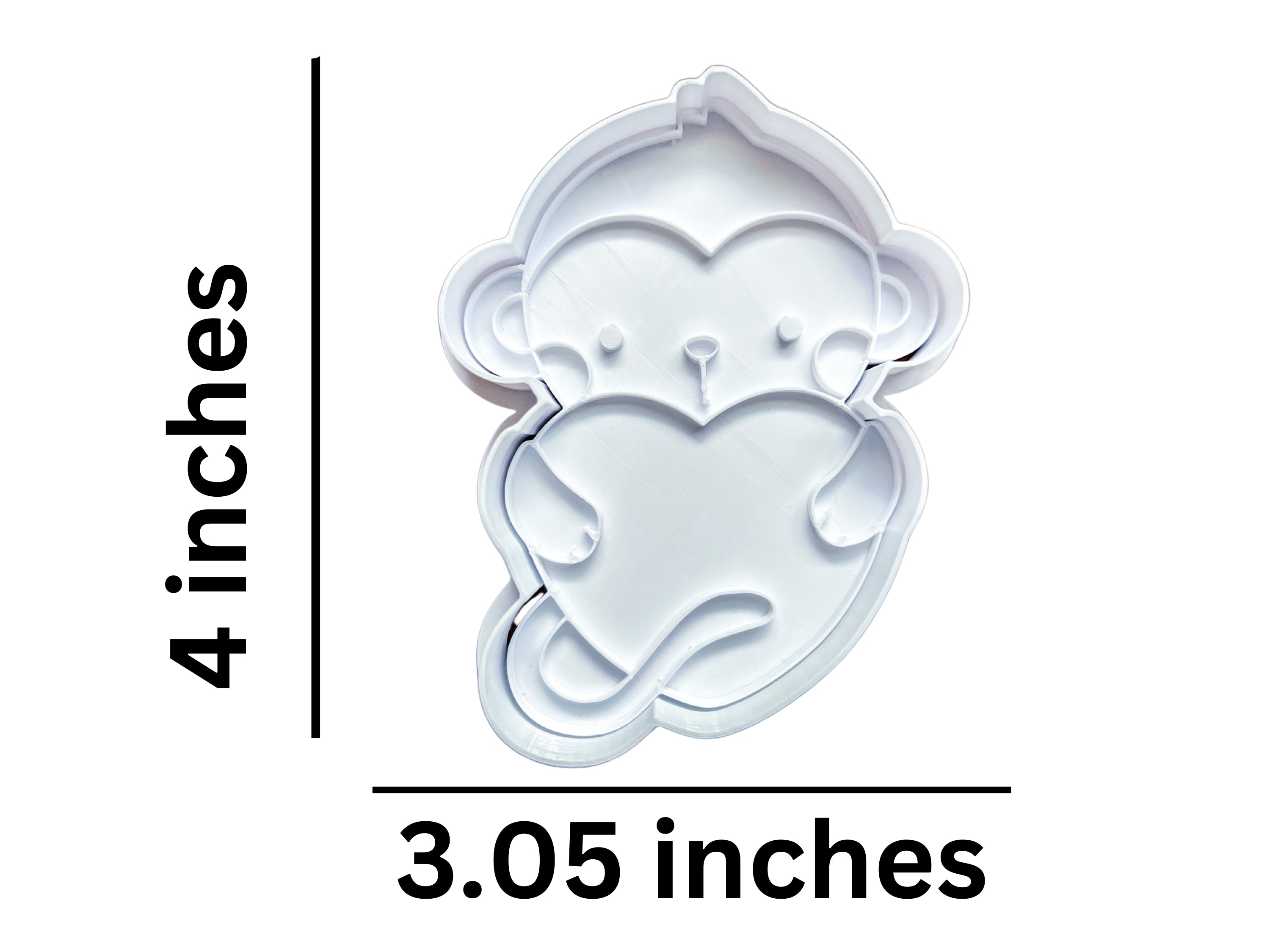 Monkey Heart Cookie Cutter & Stamp Set - 4" Valentine's Day Baking Tool for Fondant, Clay & Cookie Decorating