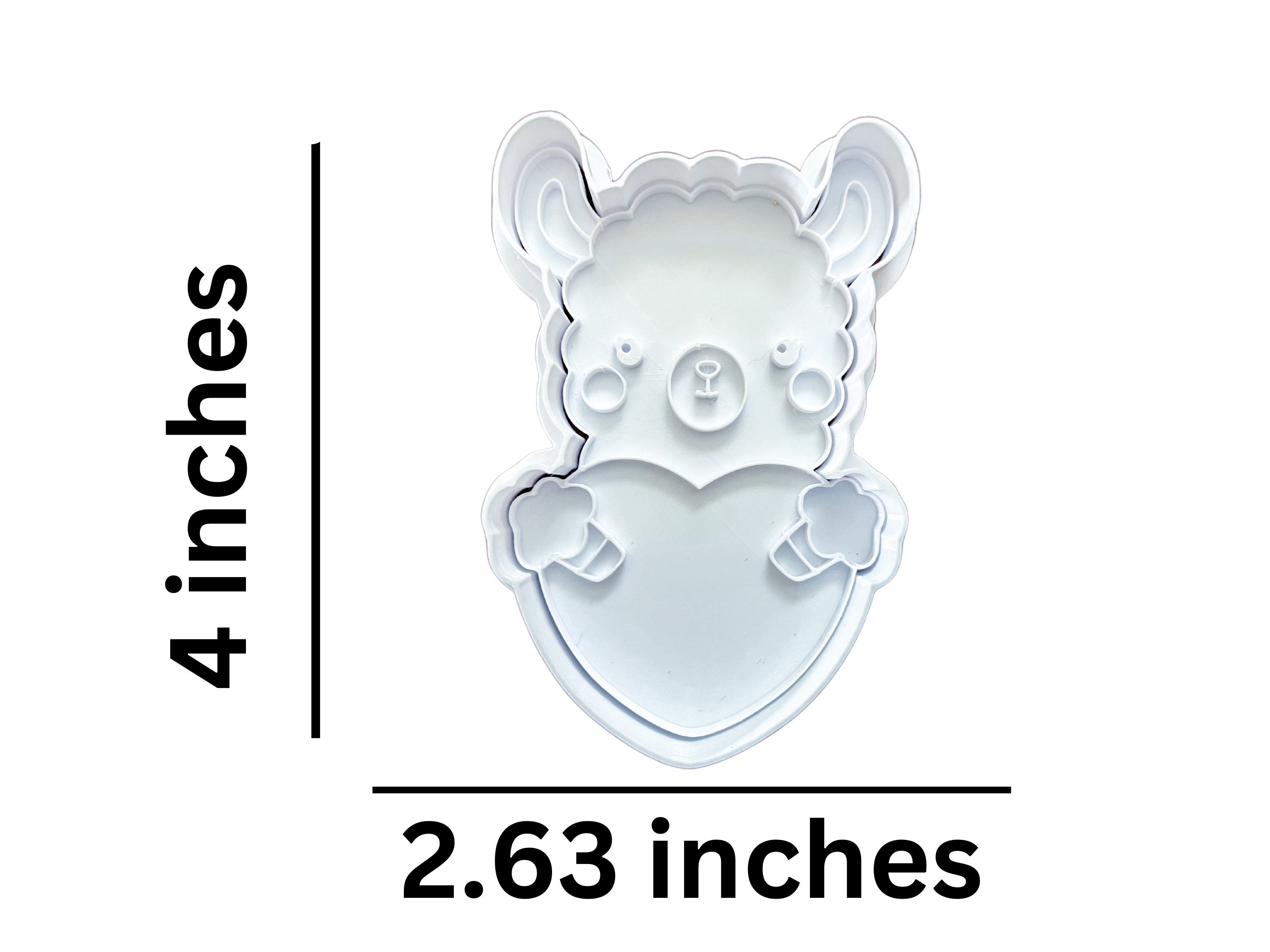 Llama Heart Cookie Cutter and Stamp Set - 4 Inch Detailed Plastic Baking Mold for Cookies, Fondant & Craft Clay